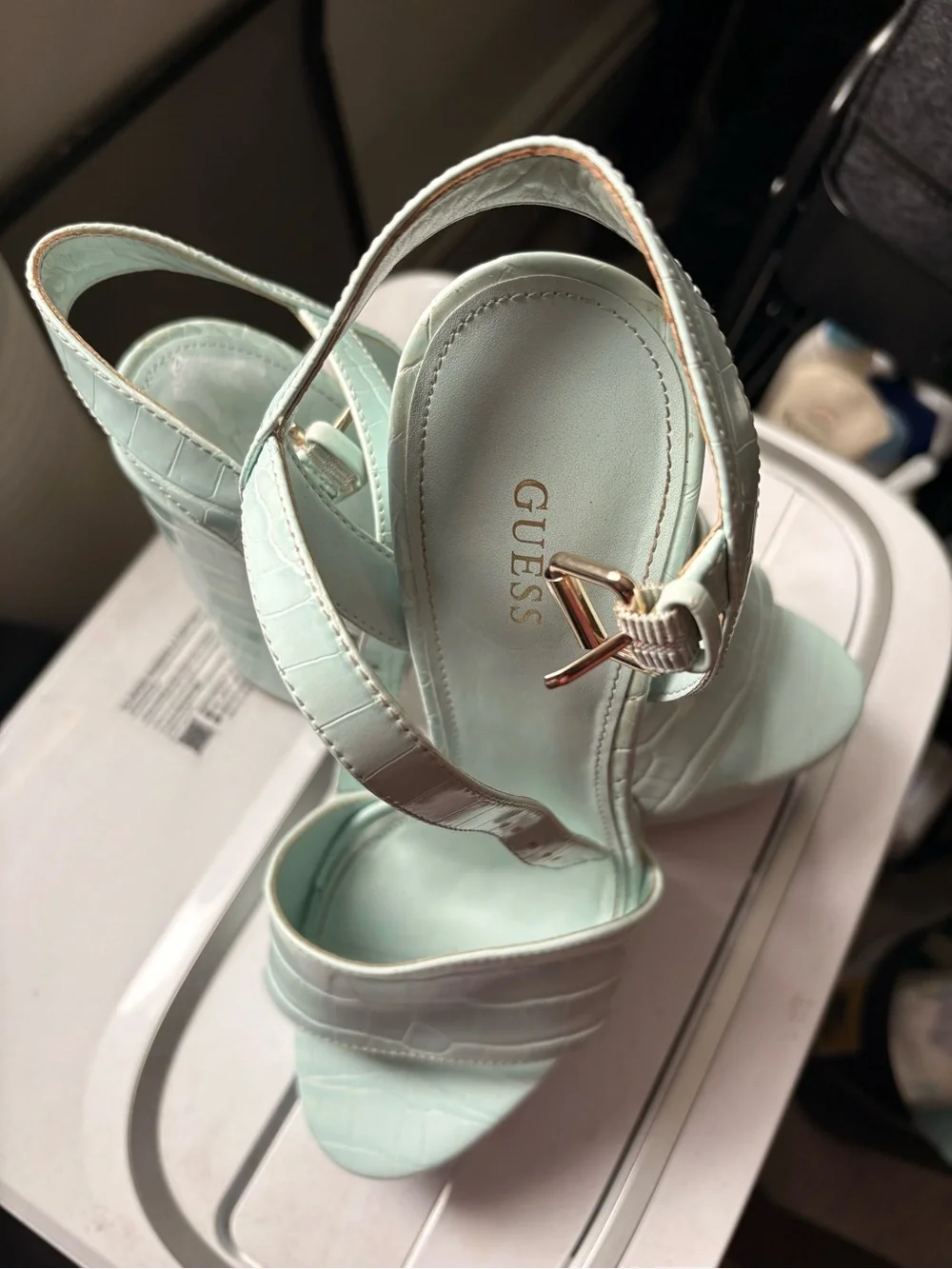 Guess Mint Croc-Embossed Platform Sandals - Women